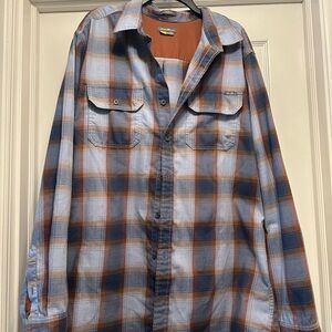 Eddie Bower Plaid Button-Up Shirt Blue & Rust